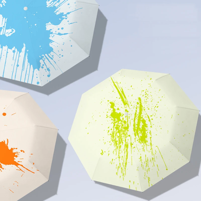 

Color-changing Umbrella By Watering Vinyl Rain Shine Dual-purpose Three-fold Umbrella Printed Parasol