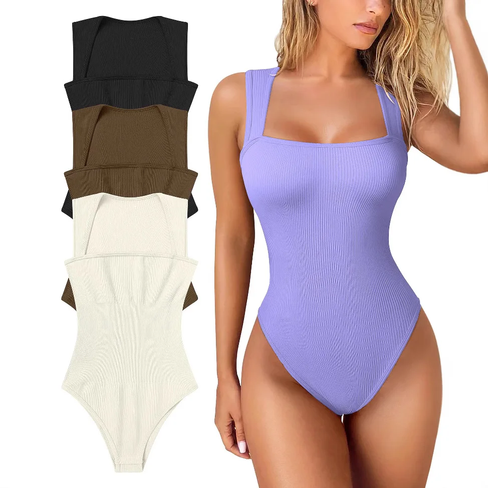 2025 European and American new women's sexy sleeveless jumpsuit slimming high elasticity abdominal lifting hip slimming jumpsuit