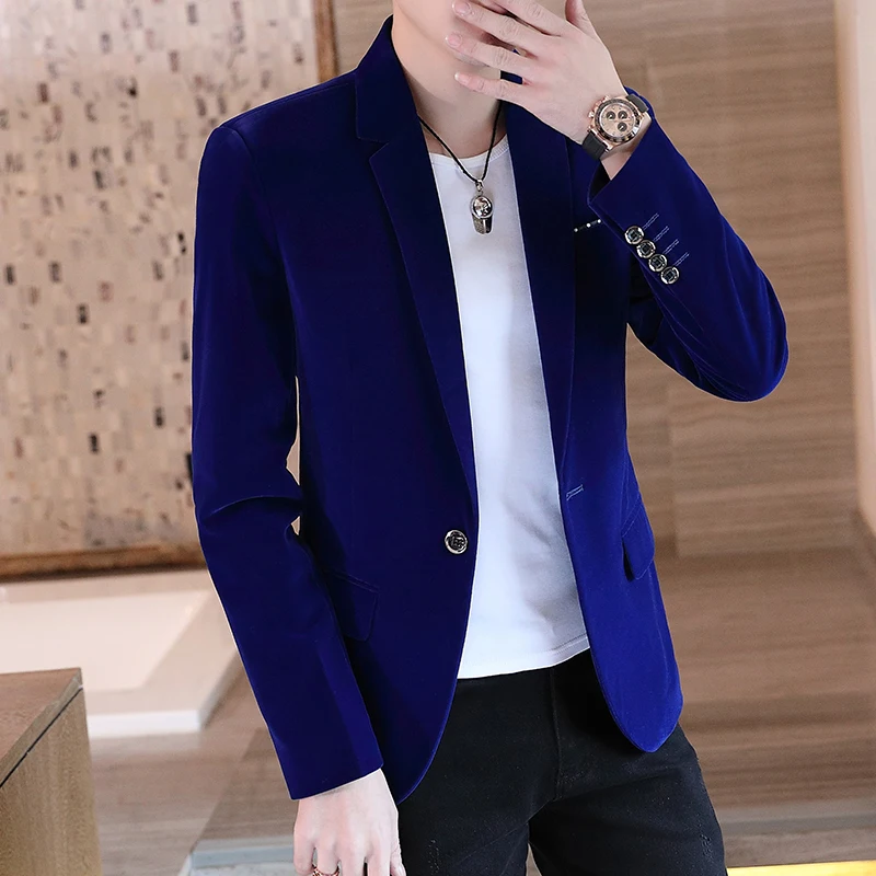 

Мужской золотистый вельветовый однобортный повседневный пиджак: модный, элегантный, в британском стиле, высококачественный, трендовый, молодежный топ