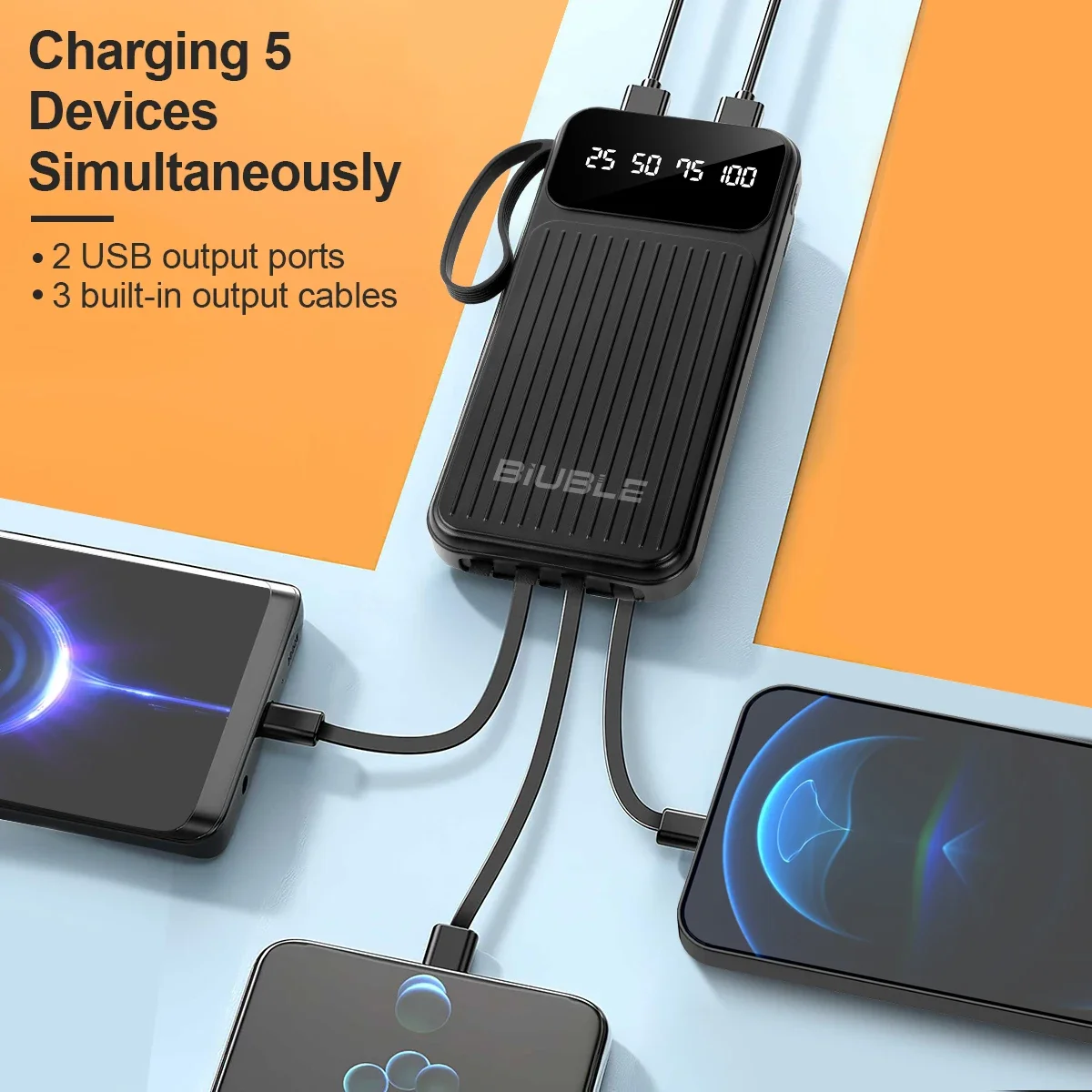 Hot 20000mAh Power Bank Super Charging Powerbank Portable Mobile Power With 4 Wire for iPhone Samsung HUAWEI