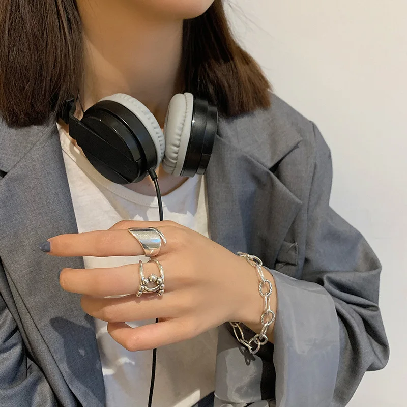 Women's 925 Sterling Silver Irregular Wide Smooth Ring