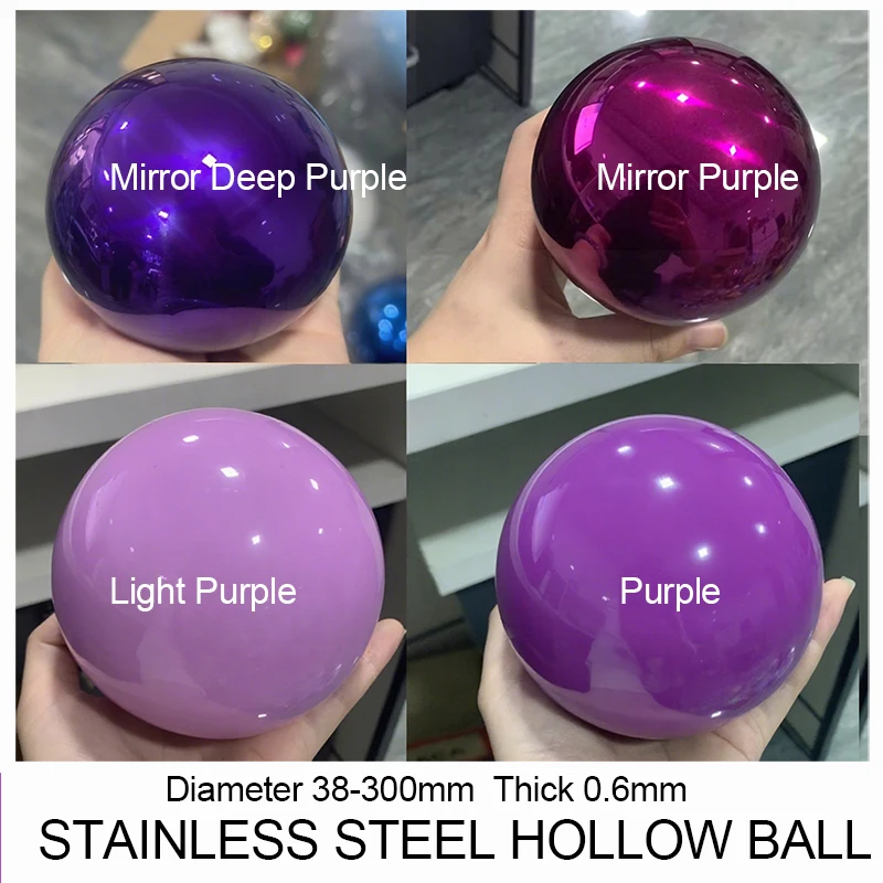 1Pcs Purple Hollow Ball Dia 38/40/50/60/76/90/100/120/135/150/180/200/250/300mm 304 Stainless Steel Mirror Finish Hanging Sphere