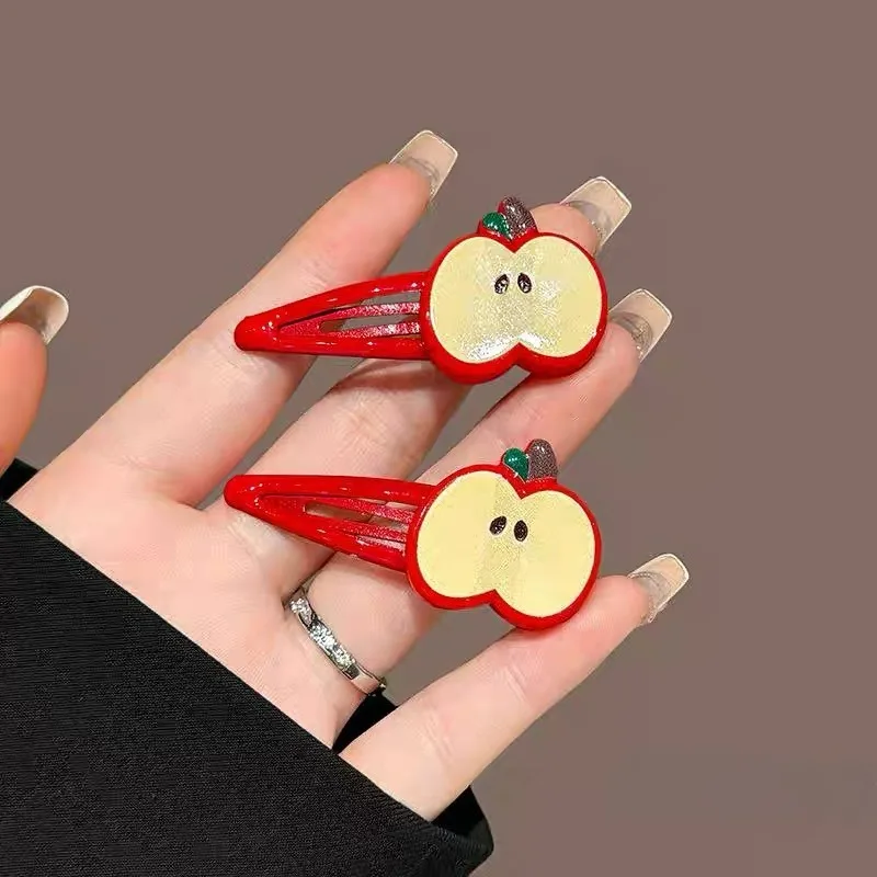2/10Pcs Fashion Red Apple Hairpins Woman Headwear Barrette Hair Accessories Girls Plastic Green Apple Hair Clip Hair Accessories view 4