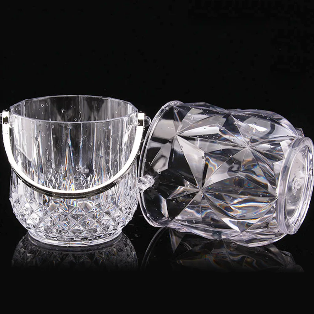 

Ice Bucket Diamond Acrylic Break Resistant Lightweight Transparent Round 14cm Height 13cm Caliber Portable Bar Beer