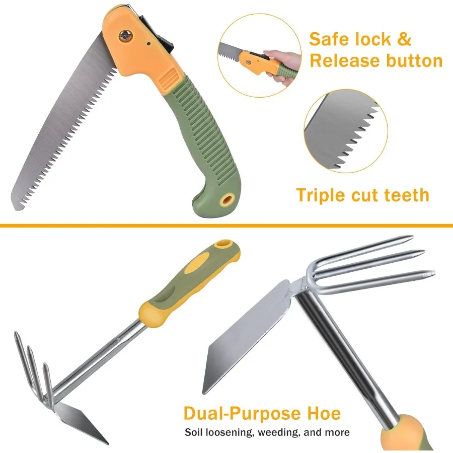 ชุดเครื่องมือทำสวนสแตนเลส 9 ชิ้น ทนทาน พร้อมด้ามจับตามหลักสรีรศาสตร์และกระเป๋าเก็บของที่ทนทาน เหมาะสำหรับงานกลางแจ้ง