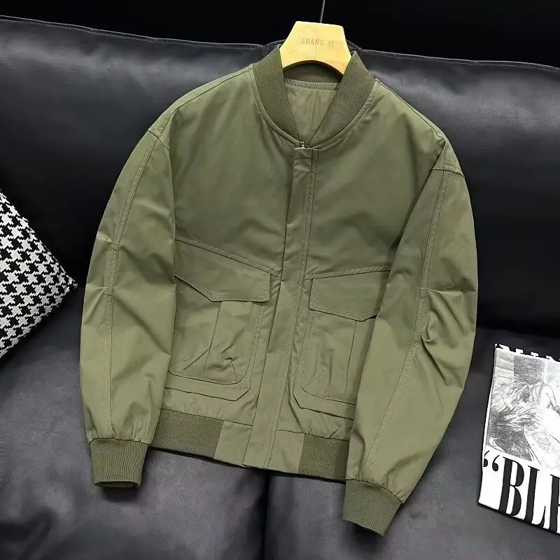 

Men's Slim Fit ort Jaet Casual Faionable Spring Autumn Stand Collar Baseball Sle Top Polyester Fiber Ox Cloth