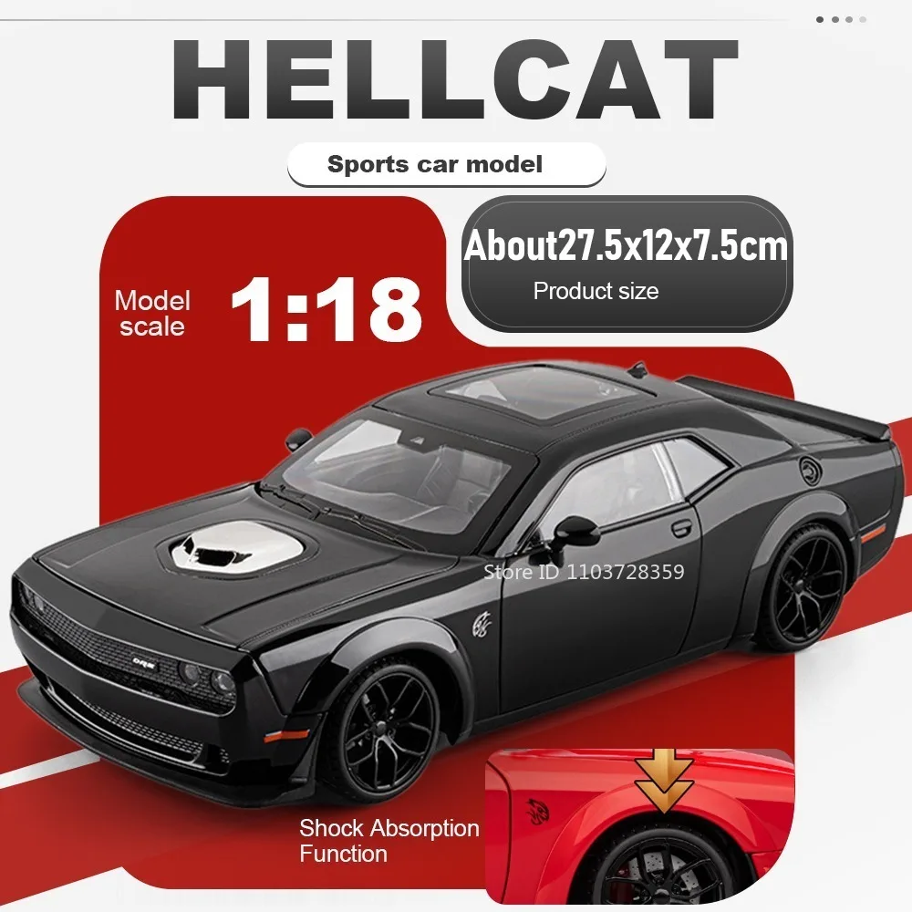

1:18 Hellcat Revuelto Miniature Toy Supercar Model Alloy Diecast Doors Opened Shock Absorption Sound Light Collection Sports Car