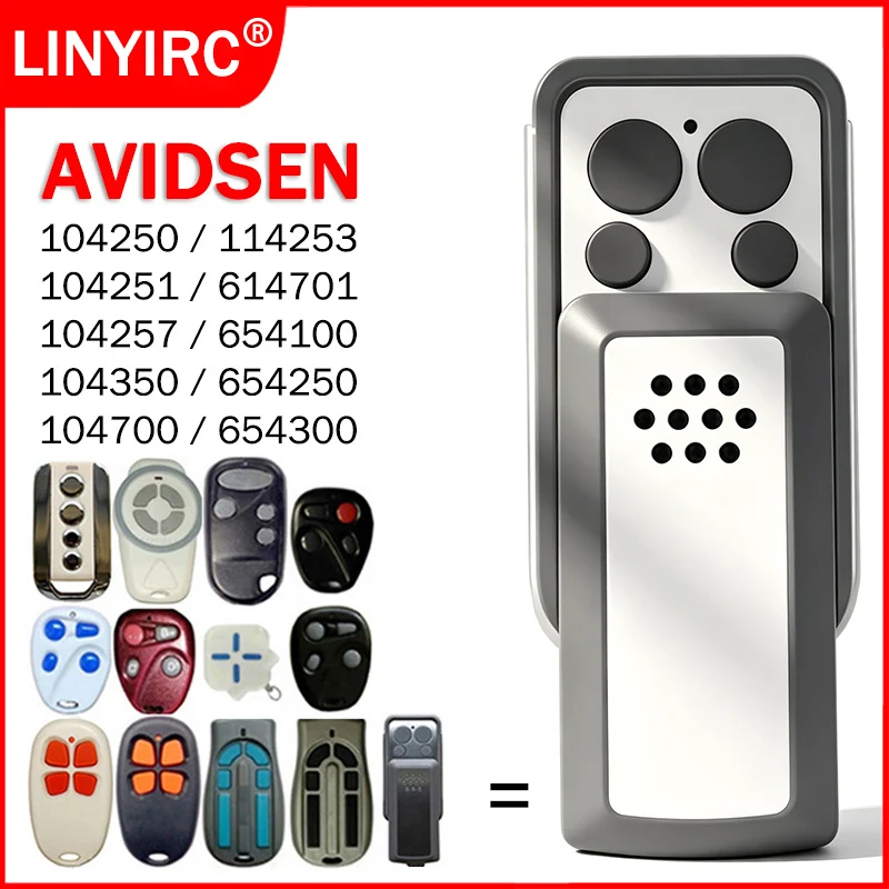 AVIDSEN 114253 104250 104251 104257 104350 104700 614701 654100 654250 654300 Garage Door Remote Control 433.92MHz Transmitter