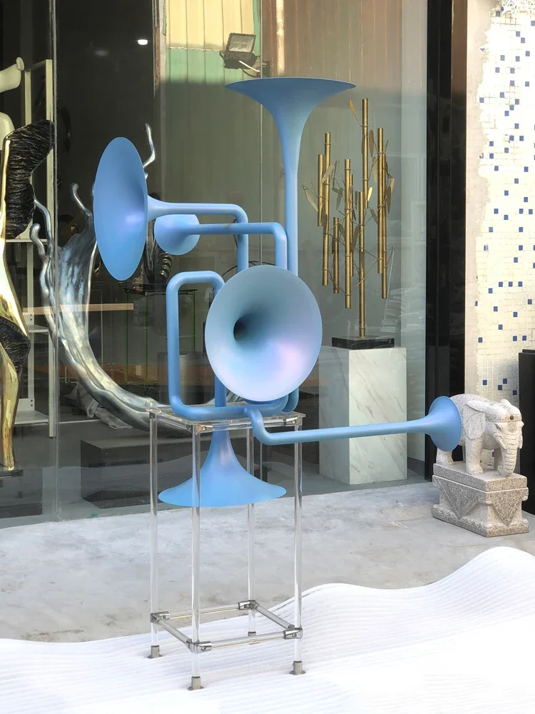 Horn ornaments, model house, iron art sculpture, art creativity, home hall, floor-to-ceiling metal soft decorations