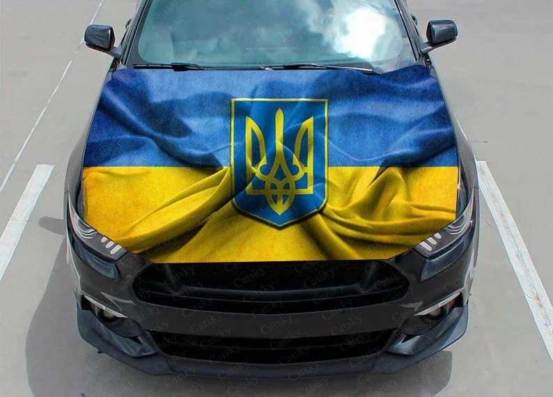 Ukrainian flag car hood decal vinyl sticker graphic wrapping decal graphic hood decal suitable for most vehicle customization