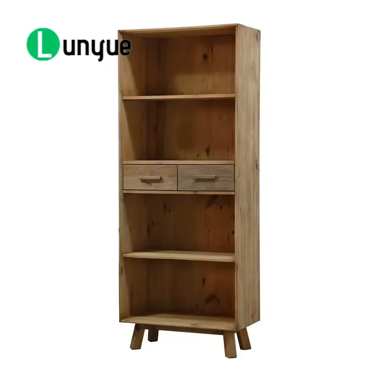 Recycled Solid Wood Bookshelf Antique Country Style Living Room Home Storage Furniture Durable Eco Friendly Display Rack