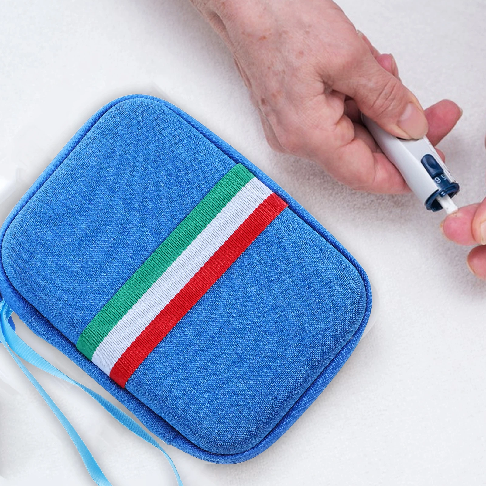 مجموعة حقيبة اختبار الجلوكوز مناسبة عالميًا لأجهزة قياس الجلوكوز وحقيبة تخزين السفر المقاومة للصدمات للأدوات الطبية #5