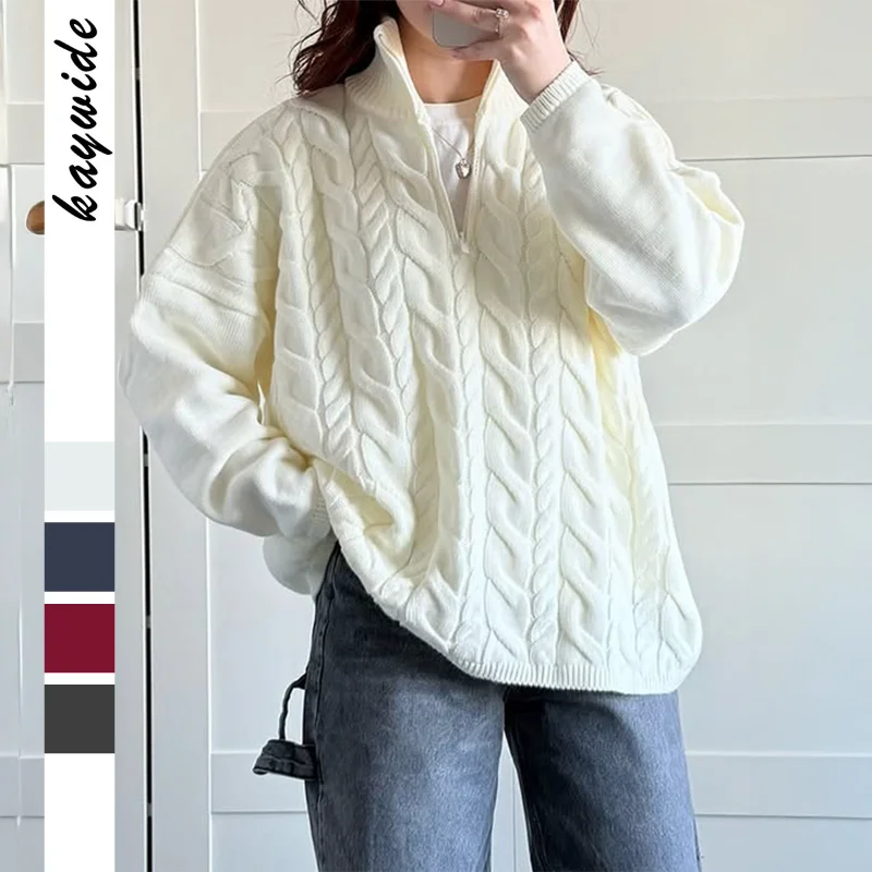 

Casual Holiday Woolen Solid Color Long-sleeved Sweater for Women 2025 Autumn and Winter