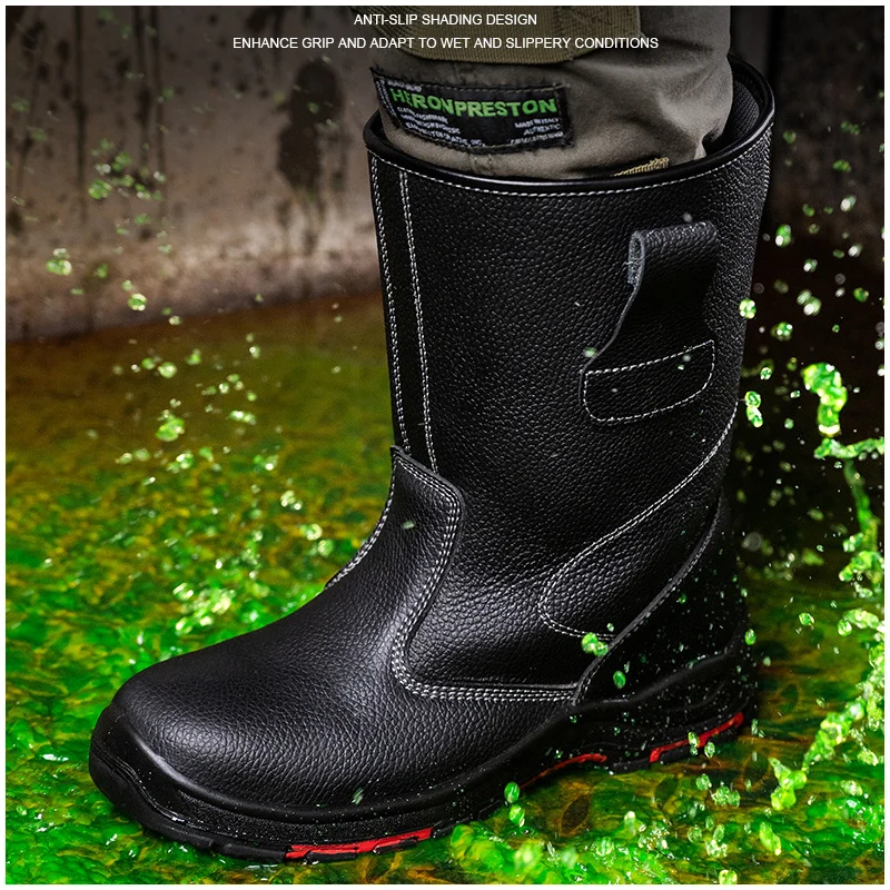 men luxury fashion steel toe caps work safety boots soft leather welding shoes worker high chimney botas security footwear mans
