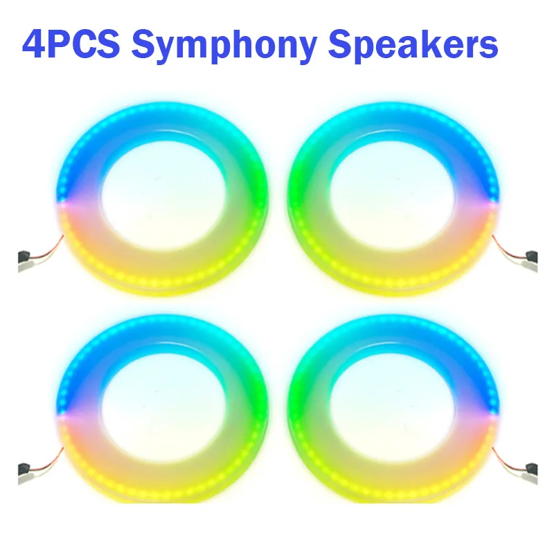 4PCS Symphony Speakers Lights 15CM RGB Speakers Car Ambient Lights Atmosphere Lamp for Vehicles 64-color RGB Car Accesorries