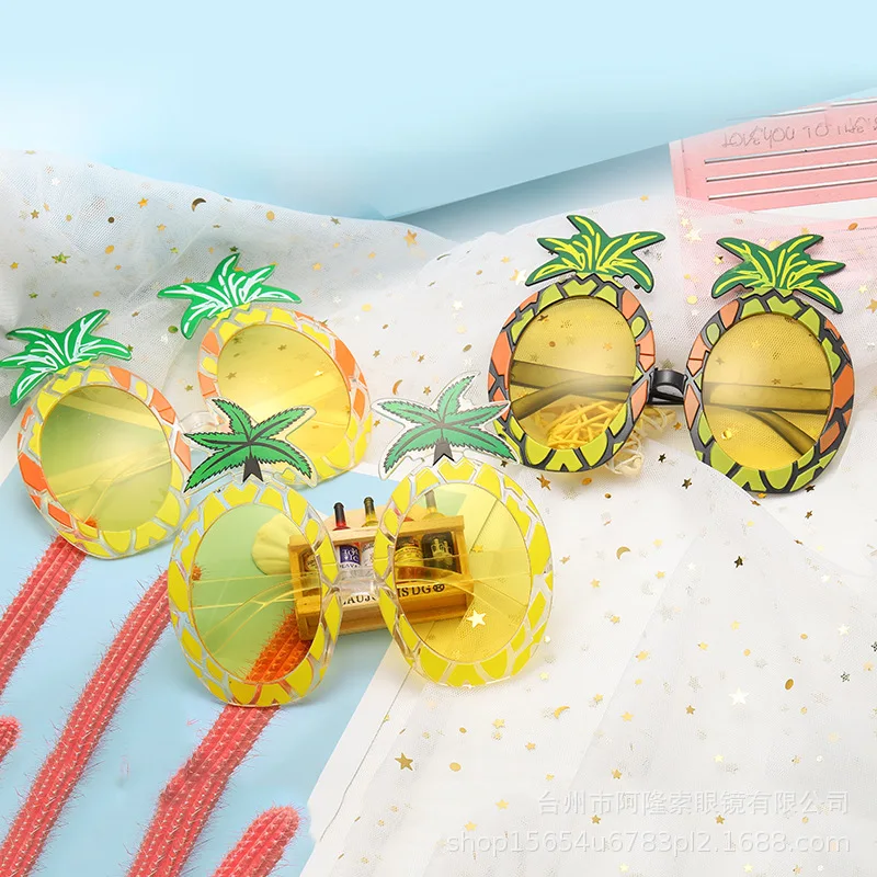 Cartoon Pineapple Shape Holiday Party Glasses Funny Cute Hawaiian Glasses Men / Women Beach Party Fruit Prom Quirky Glasses Gift