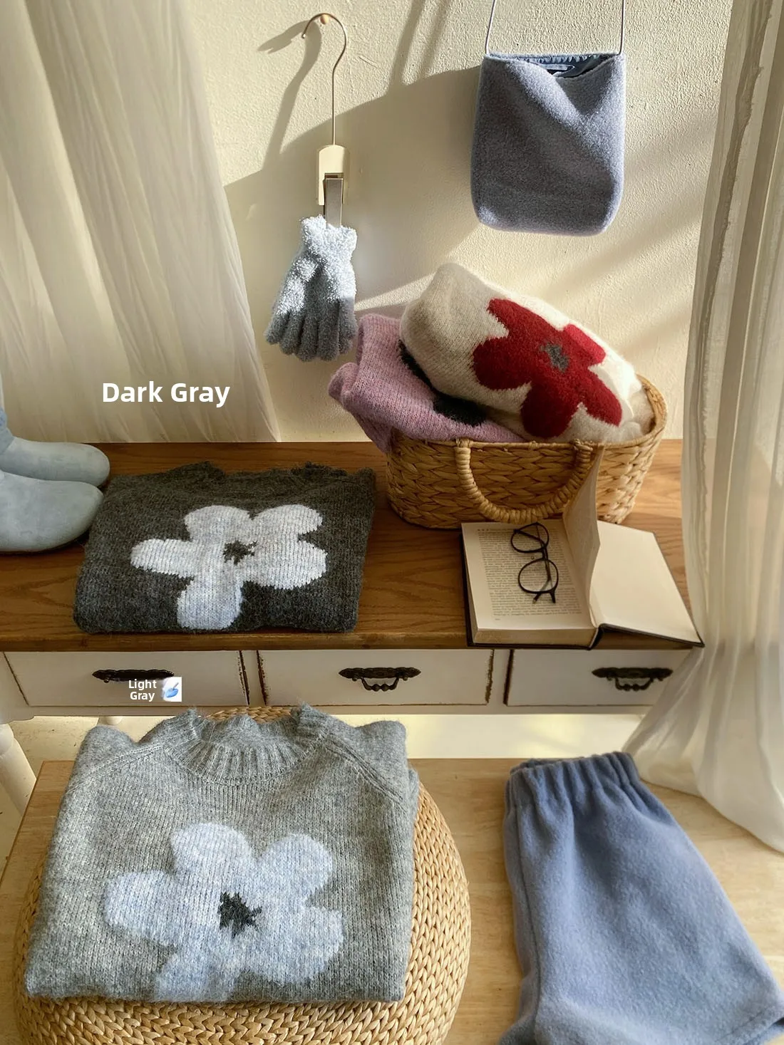 

Теплый вязаный свитер с круглым вырезом для женщин, зимний, ветрозащитный, с цветочным узором, мягкий, удобный, повседневный женский топ