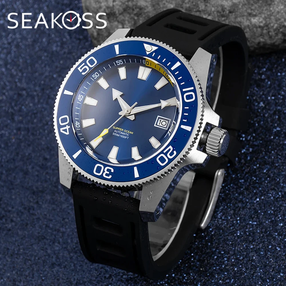 

SEAKOSS 42mm 500M Waterproof Professional Diver's Watch Super Luminous Automatic Mechanical Wristwatch Diving Watches for men