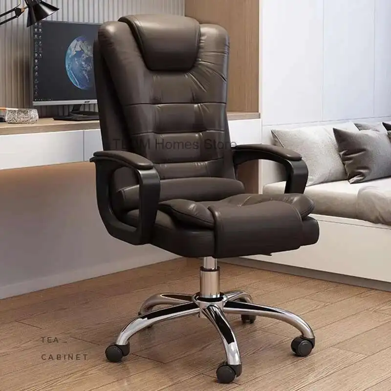 Cadeira de escritório preta com encosto alto, elegante, móvel, luxuosa, giratória, para jogos, confortável, simples, móveis de escritório