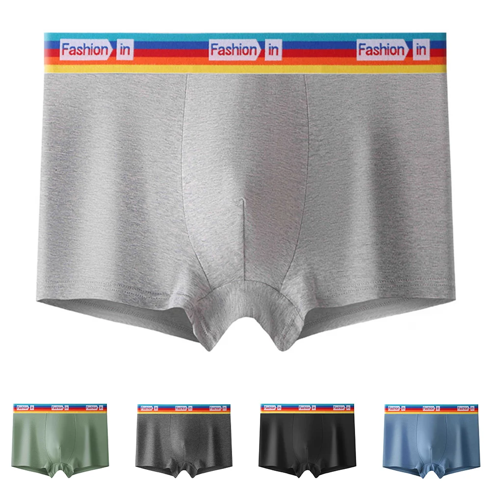

For Everyday Wear Soft Trunks Men Underwear For Home Wear Elastic Waistband Men's Underpants Solid Pattern Shorts