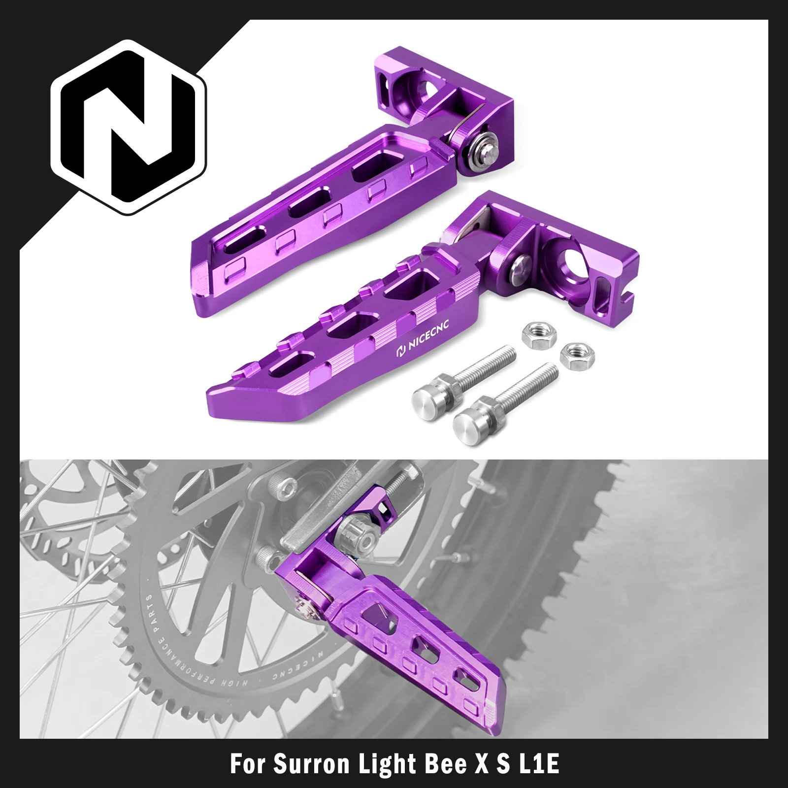 NICECNC для Surron Light Bee X Блок регулировки натяжителя цепи и задние трюковые колышки для Sur-ron Light Bee S L1E для Segway X160 X260