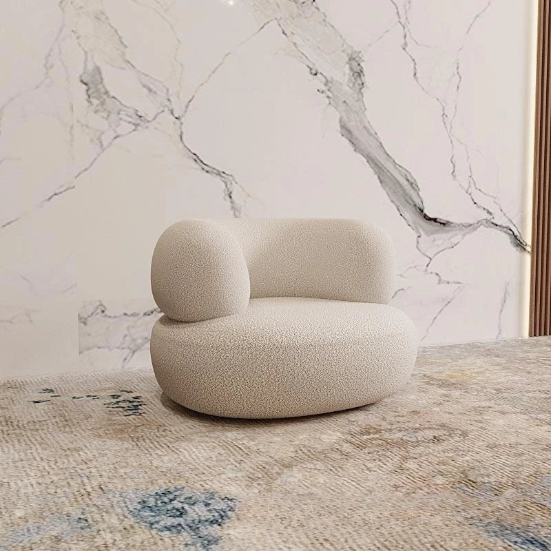 xj-Sofa Nordic Fabric Sofa Internet Celebrity Arc Modern Simple Home Hotel Beauty Salon Lounge Area Lamb Wool Small Sofa*