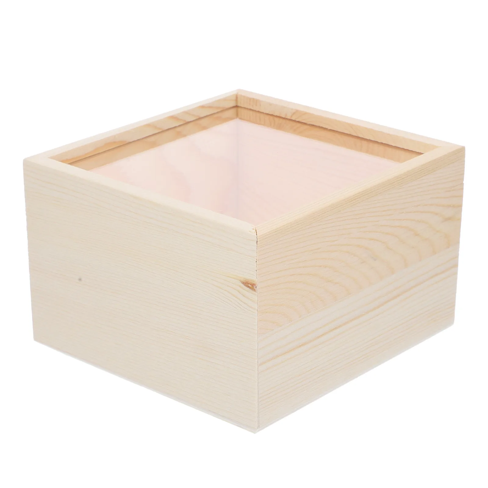 

Wood Storage Box Unfinished Clear Lid Jewelry Organizer Decorative Treasure Chest Gift Packing Case Unfinished Wood Box