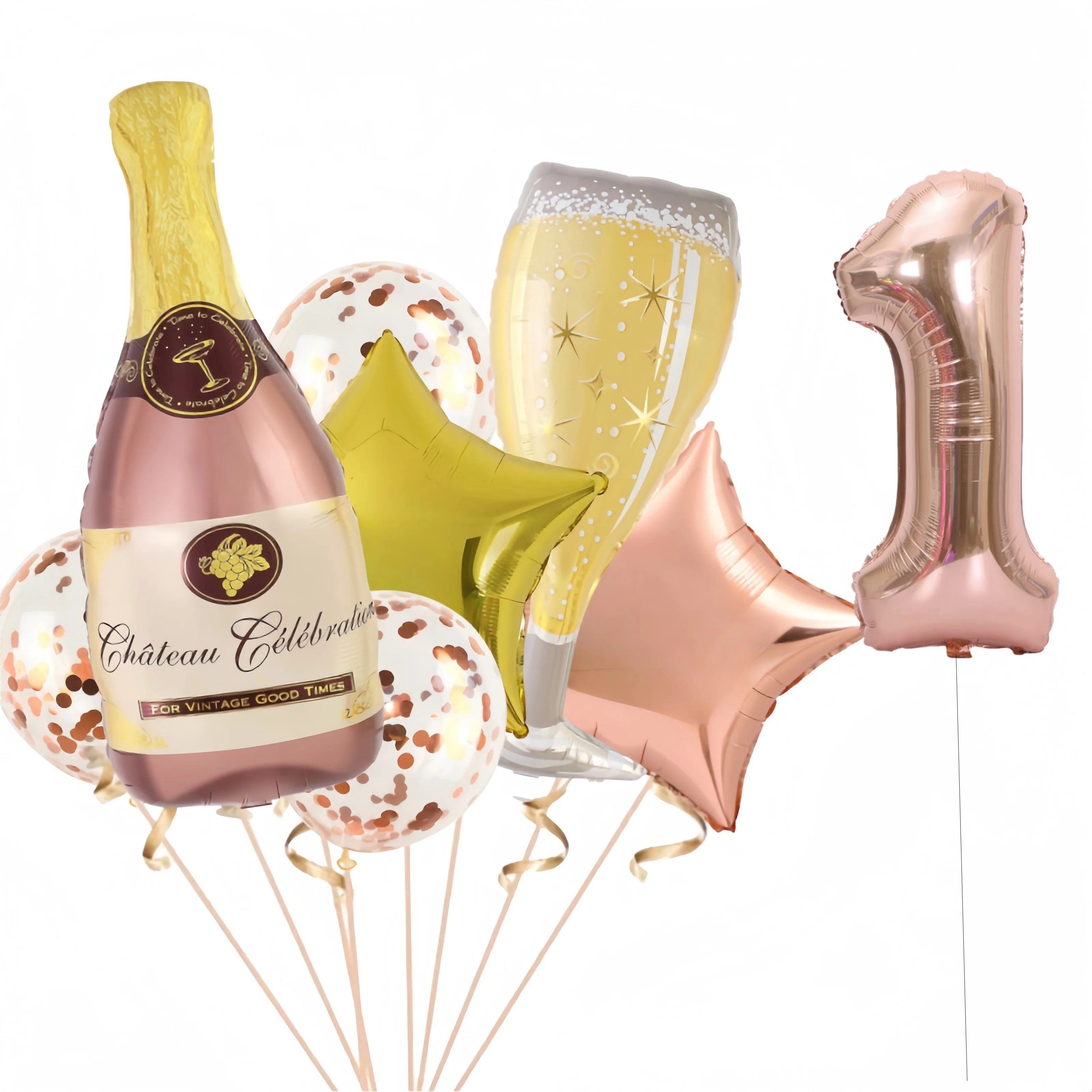 Wine Bottles Glass Party Foil Balloons Kids Theme Birthday Balloons 32 Inch Rose Gold Number Helium Balloon Baby Shower Decor