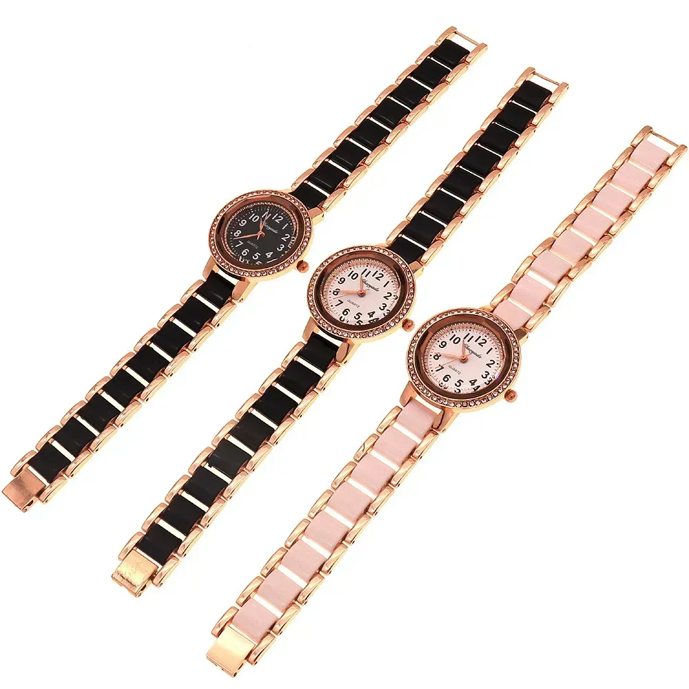 3Pcs Women's Fashion Quartz Watch Set Elegant Jewelry Dress Casual High-Quality Wristwatch Gift Idea for Ladies