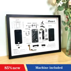 Old mobile phones disassembled mounted specimen painting nostalgic display painting electronic parts assembled into artistic thr