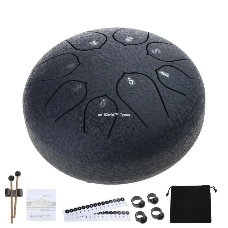 Steel Tongue Drum 8 Tones Handpan Drum 6 Inch with Tone Sticker Music Book Two Mallets Percussion Drum for Kids Adults Dropship