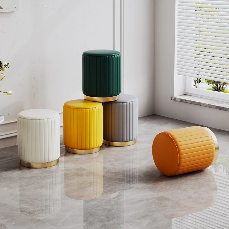 

Hot Sale High Quality Modern Stainless Steel Base Round Footstool Home