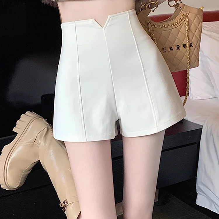 

Белый костюм, брюки, женские летние тонкие брюки с высокой талией, плотные эластичные пряные шорты трапециевидной формы, прямые брюки с высокой талией, длина