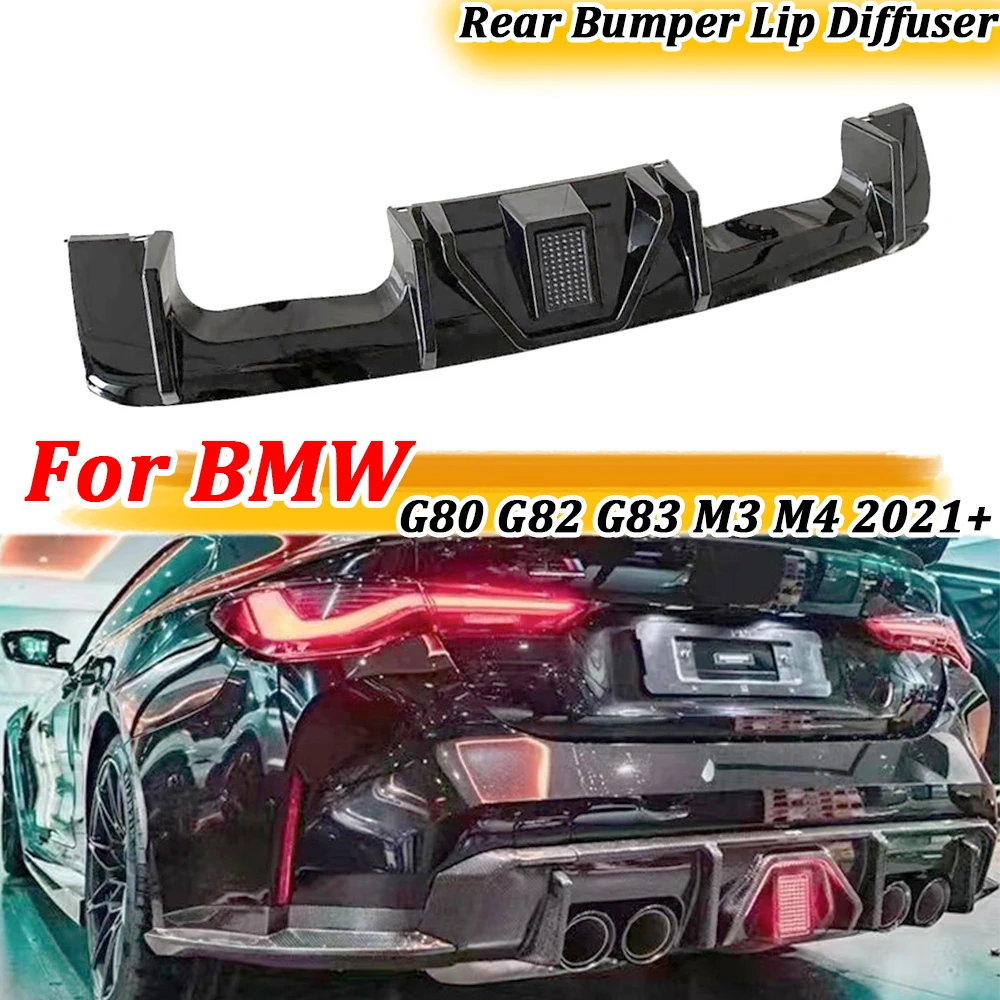 

Dry Carbon Fiber Rear Bumper Lip Diffuser With LED light for BMW 3 4 Series G80 G82 G83 M3 M4 2021+FRP Body kits Car Accessories