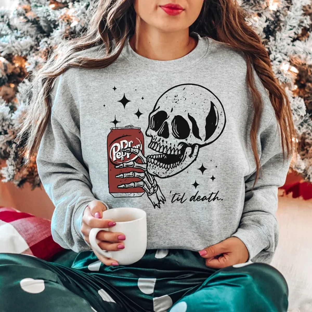 Till Death Dr. Pepper Sweatshirt Halloween Skeleton Sweatshirt Halloween Party Shirt Skeleton drinking Dr. Pepper Sweatshirt