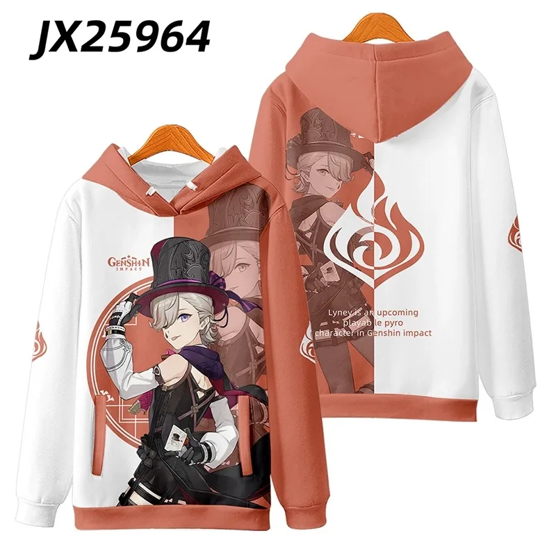 Genshin Impact 3D Print Oversized Women/men Hoodie Sweatshirt Streetwear Hip Hop Pullover Hooded Jacket Lyney Cosplay Costume