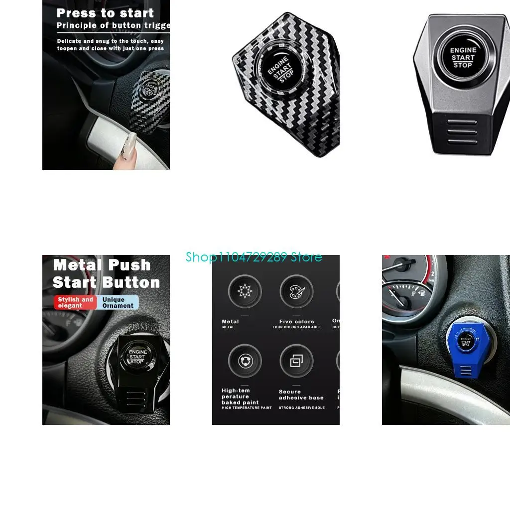 D8KE Start Button Cover Metal Cabin Accent Frame, On Interior Trim for Drivers Updating Plain Button Spots in