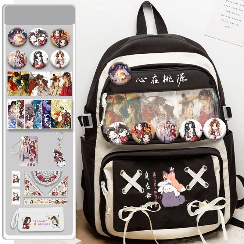 32×48×18cm Black Blue Purple, Heaven officials blessing, Tian Guan Ci Fu, Anime Transparent cute School Bags, Backpacks, Girls