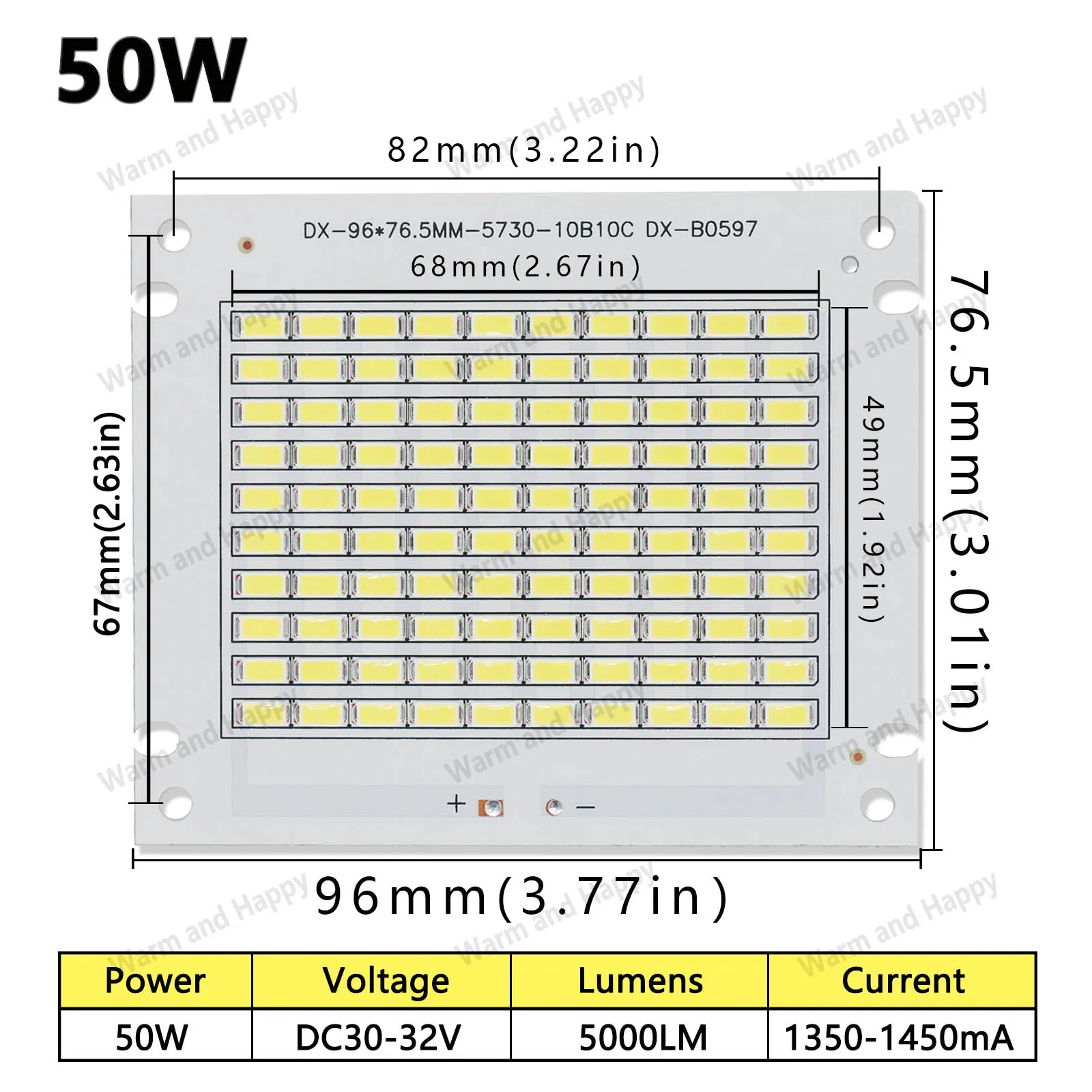 LED High Brightness Chip 50W 100W 200W SMD5730 SMD Chip DC30-32V LED Floodlight Outdoor Lighting Light Source Board 6500K