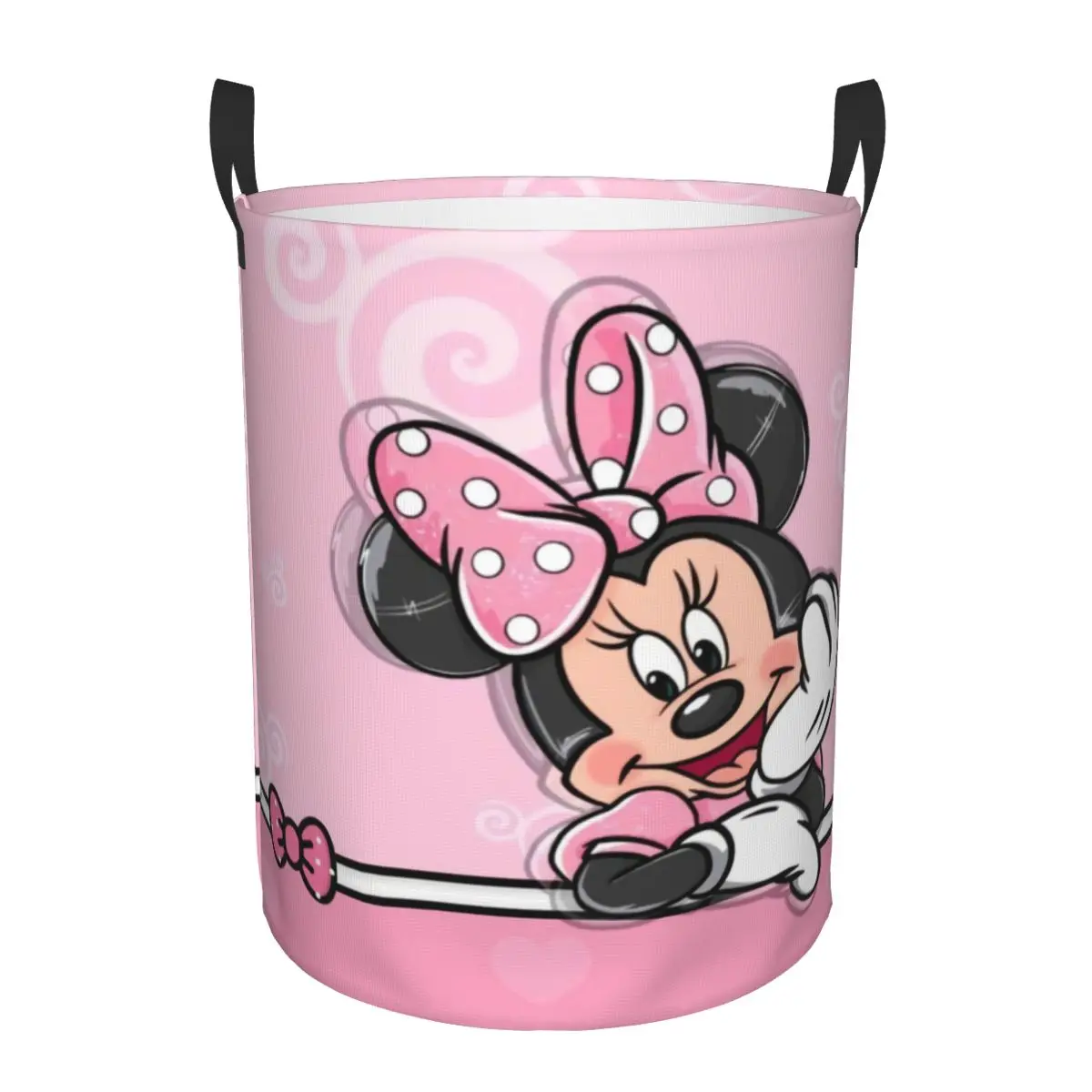 Custom Minnie Mouse Anime Cartoon Laundry Basket Collapsible Baby Hamper for Nursery Toys Organizer Storage Bins