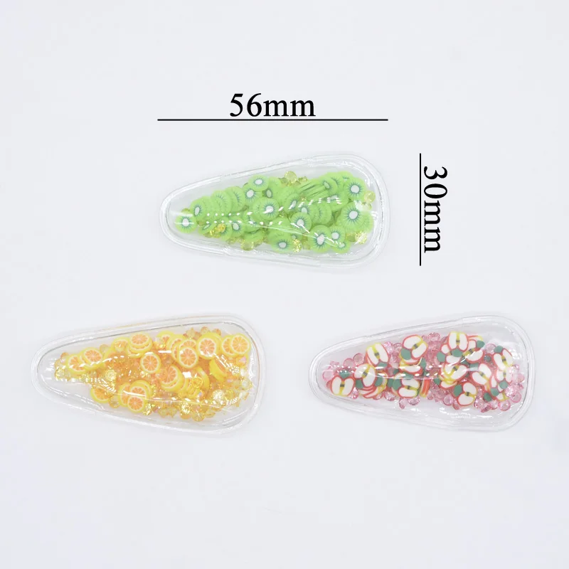 20Pcs Filling Shakers Clay Crystal Applique Snap Clip Covers Have Slit for DIY Baby Headwear Hair BB Clips Decor Accessories