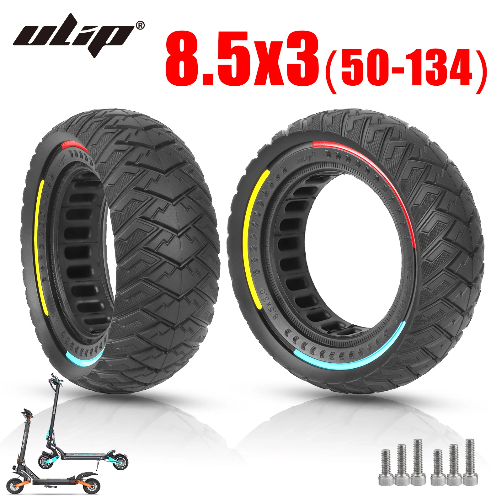 Ulip 8.5x3Inch Puncture-proof Off-road Solid Tire 8.5*3 Wear resistant Tubeless Tyre for Kugoo G2 Pro/Zero8 9/VSETT 8 9+ Scooter 