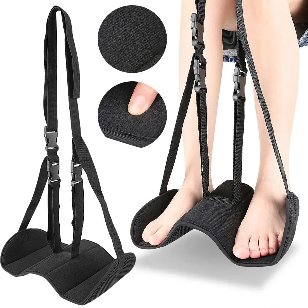 Adjustable Airplane Foot Hammock Breathable Comfortable Travel Hanging Footrest Portable Lightweight Leg Support Cushion