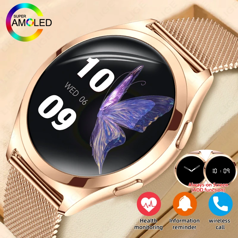 

2026 Women's Smart Watch 1.27-inch AMOLED Smartwatch Ladies Heart Rate Monitoring Bluetooth Call Waterproof Smart Bracelet Women