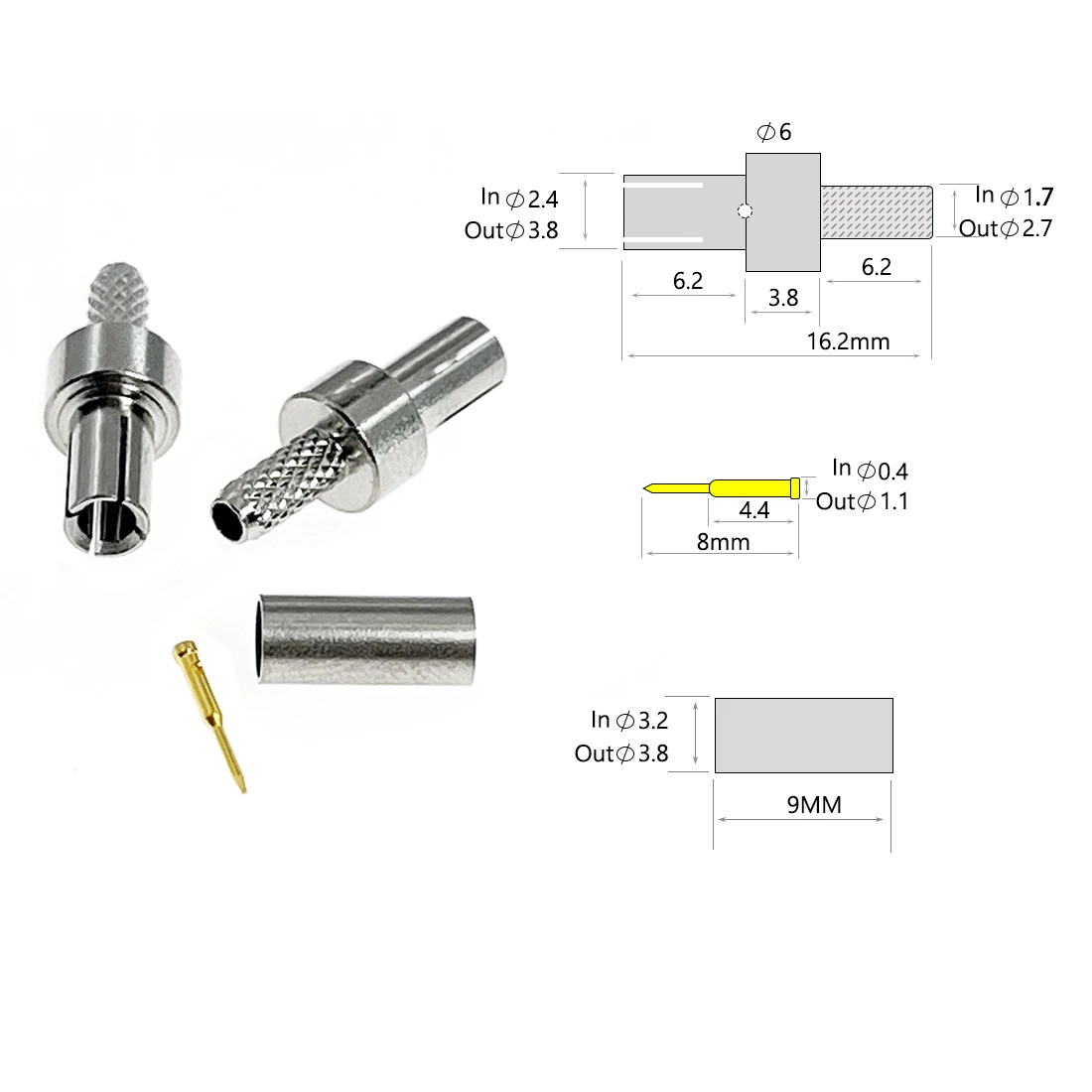 1 or 10pcs CRC9 TS9 Male Plug Straight Right Angle Crimp for RG174 RG316 LMR100 Cable RF Connector 3G USB MODEM