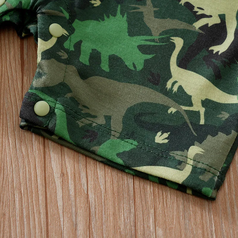 Camouflage dinosaur print baby romper One-piece round collar Summer short sleeve For Toddler Outfits Newborn Baby boys Jumpsuit