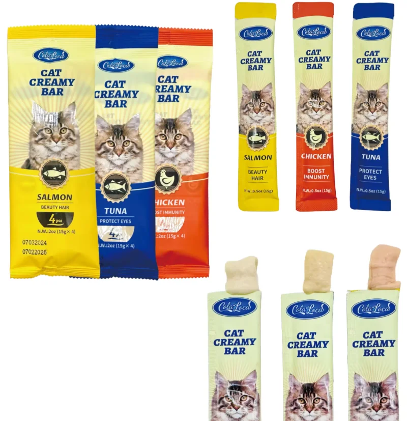 ColaLoca Cat Treat Strips 4pcs in a Bag Cat Snack Bar Pet Creamy Bar for Cats Wet Pet Food OEM ODM