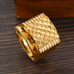 Ethnic 24K Gold Plated Big Yarn-cuttingFingger Ring Classic Women Mid-East Dubai  Arab Wedding Jewelry Gift