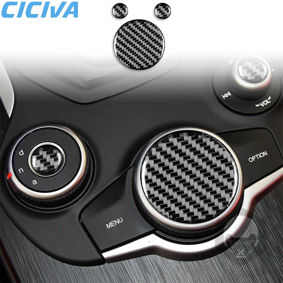 

For Alfa Romeo-Giulia 2017-2019 Soft Carbon Fiber Central control knob set Car interior Retrofit Accessories Sticker