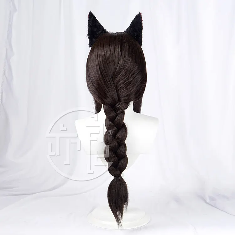 Anime subiu lenda ahri cosplay peruca halloween carnaval festa adereços cabelo sintético fibra resistente ao calor + peruca boné